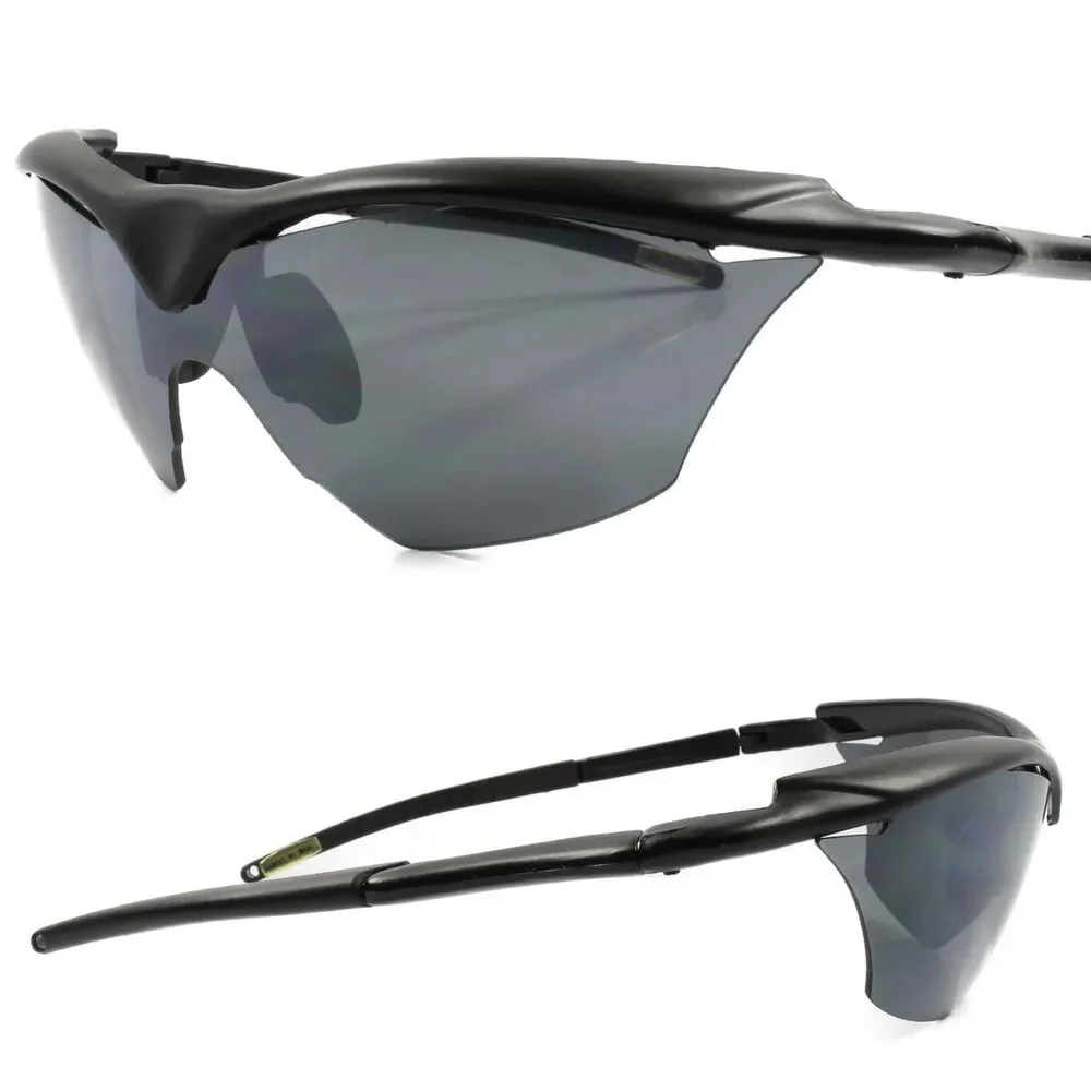 Genuine Vintage Slick Design Wrap Athletic Sport Sunglasses Matte Black Frame
